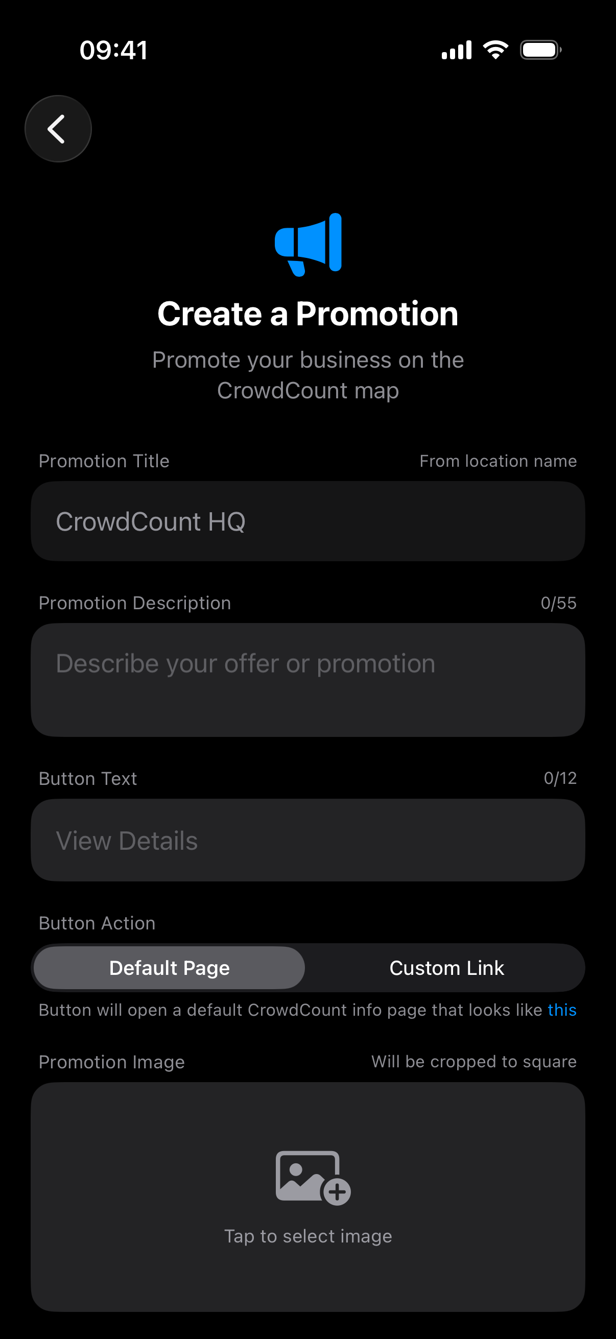 View to Create a Promotion